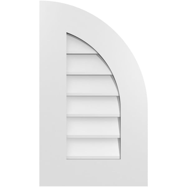 Ekena Millwork Quarter Round Top Right Surface Mount PVC Gable Vent w/ 3-1/2"W x 1"P Standard Frame, 14"W x 24"H GVPQR14X2401SN - main
